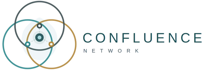 Confluence Network Confluence Network brand. Three interlocking circles with interconnected nodes.